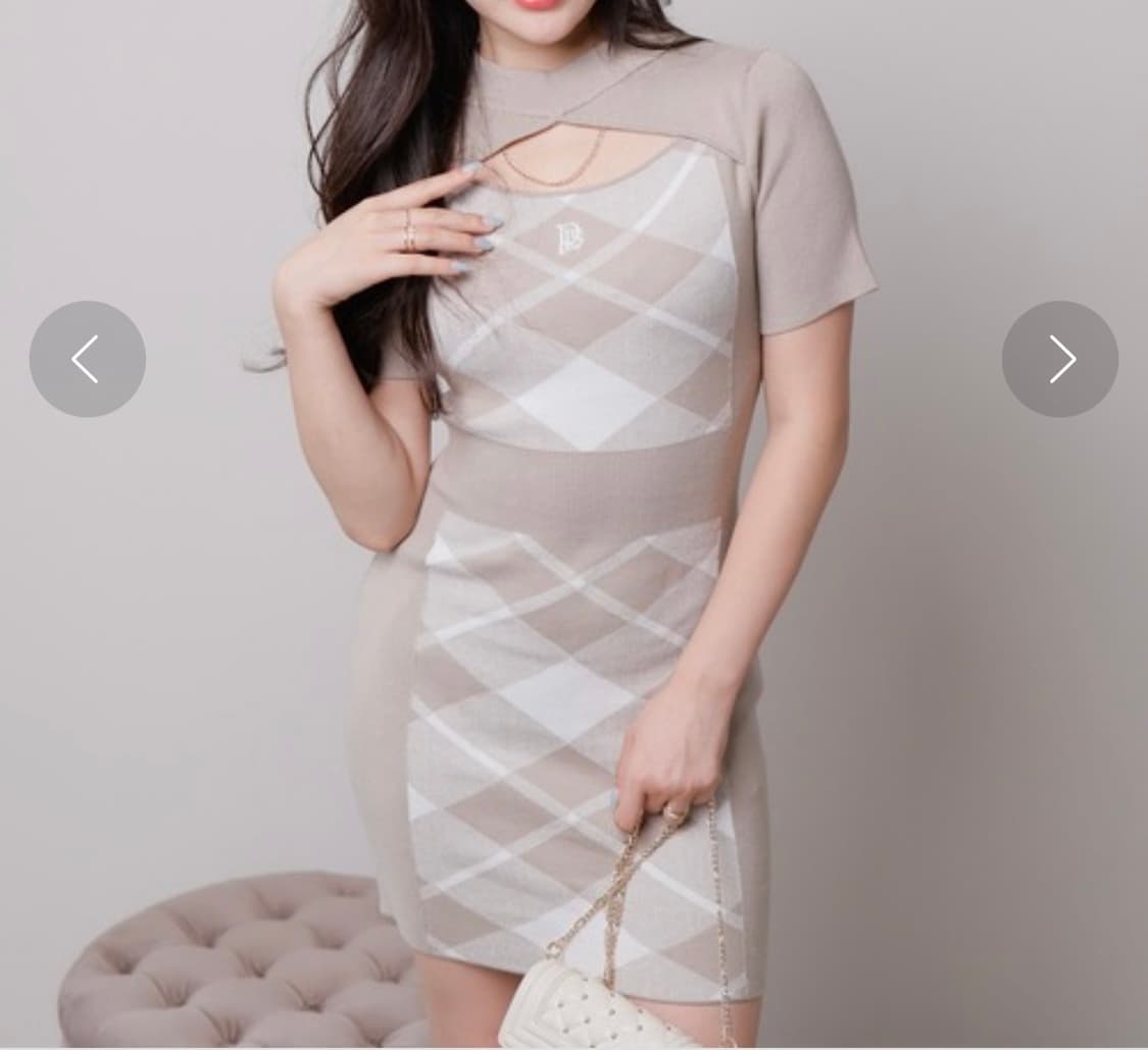 립서비스 LIPSERVICE 체크 쟈가드 니트 원피스 상품이미지1