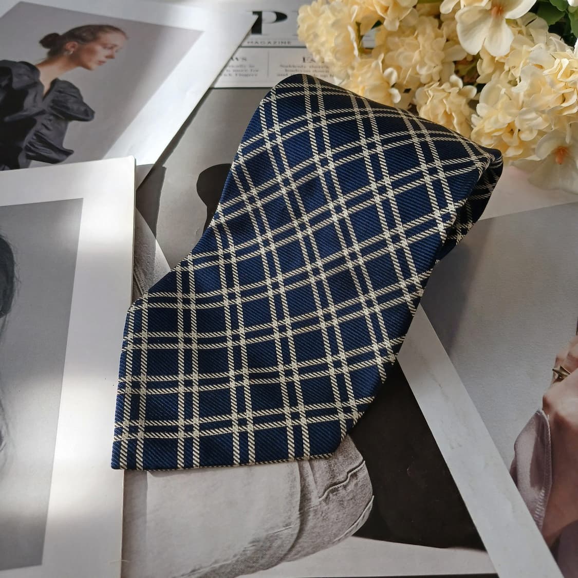 폴로랄프로렌 실크 네이비 체크 넥타이 10.1cm A~B등급 A19535 상품이미지2