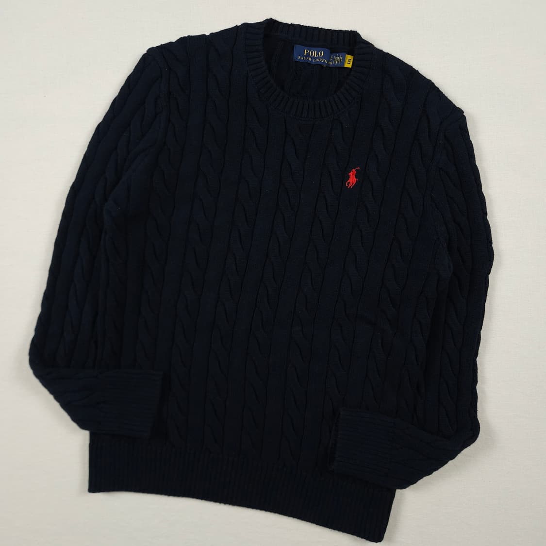 S(90)폴로 랄프로렌 라운드 케이블니트 네이비 상품이미지2
