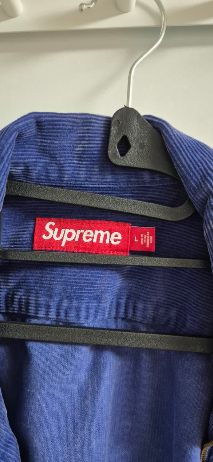 슈프림 워시드 코듀로이 블루 집업 셔츠 L 상품이미지3