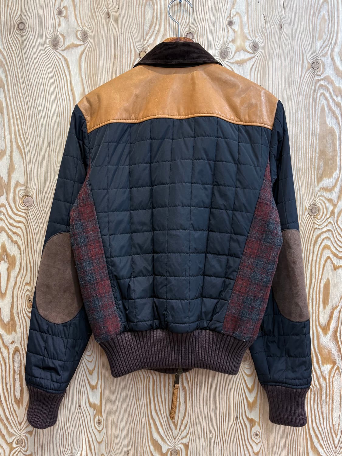 디스퀘어드2 레더배색 타탄체크 퀼팅 블루종  상품이미지3