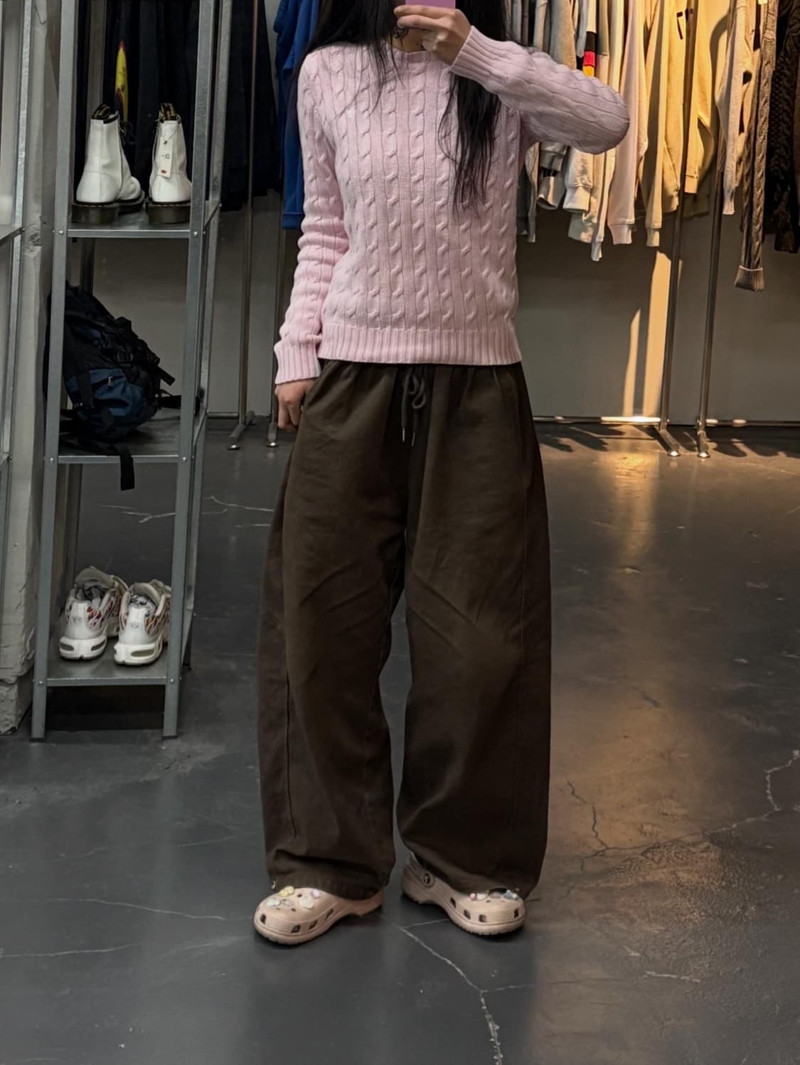 폴로랄프로렌 화이트 포니로고 핑크 케이블 꽈배키 니트 A2873 상품이미지1