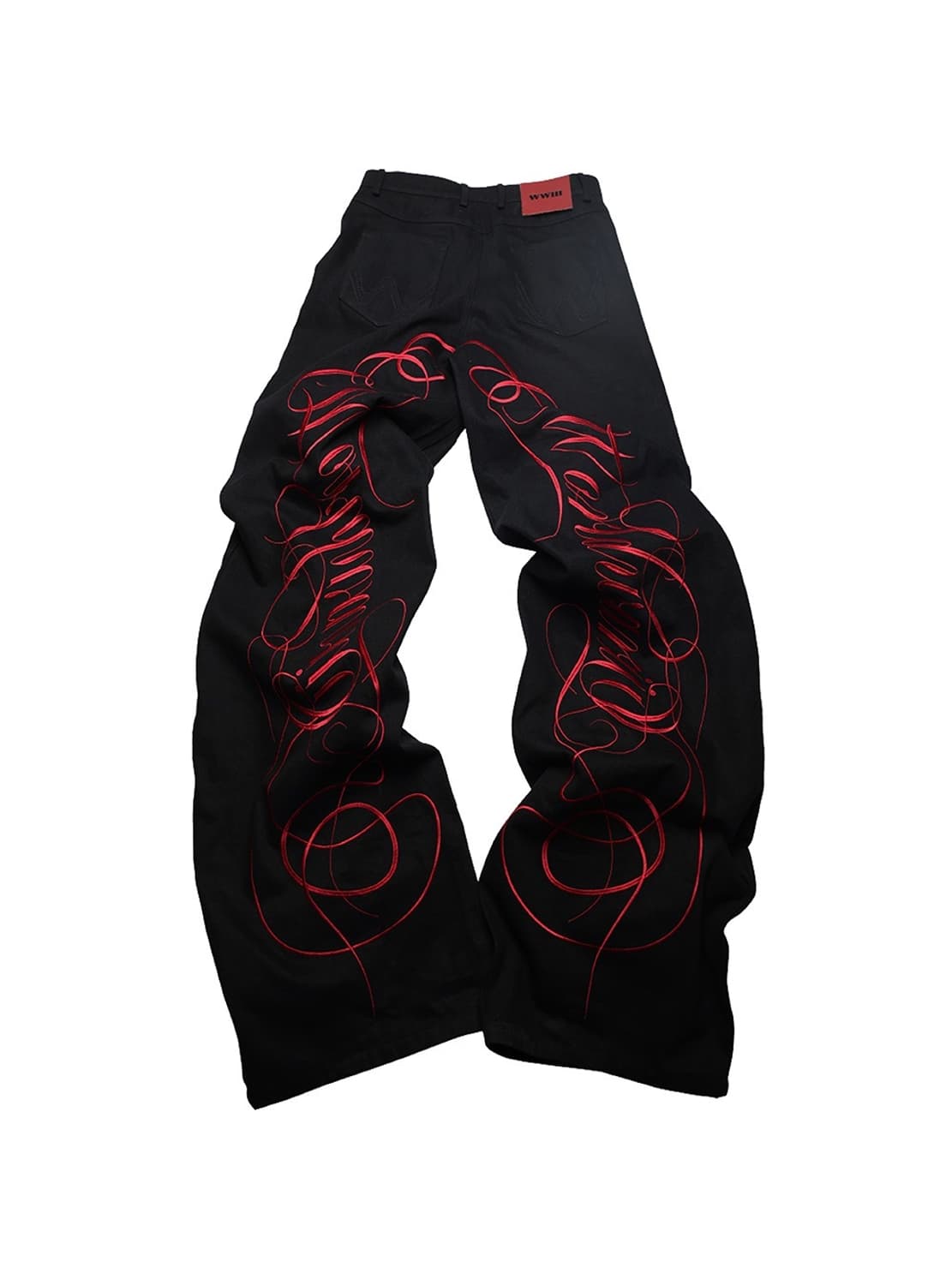 Embroidered Rose Wide-Leg Denim Pants  상품이미지1