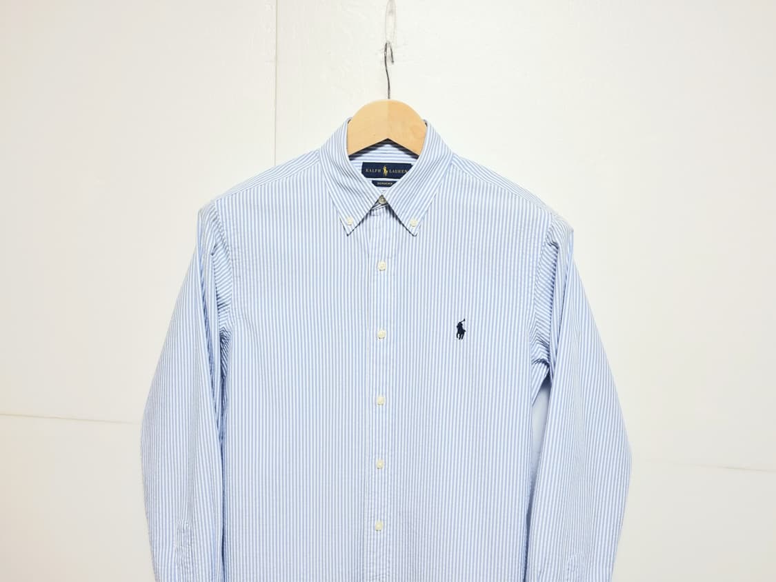 남성 레어 폴로 시어서커 스카이 블루 하늘색 긴팔 남방 셔츠 상품이미지3