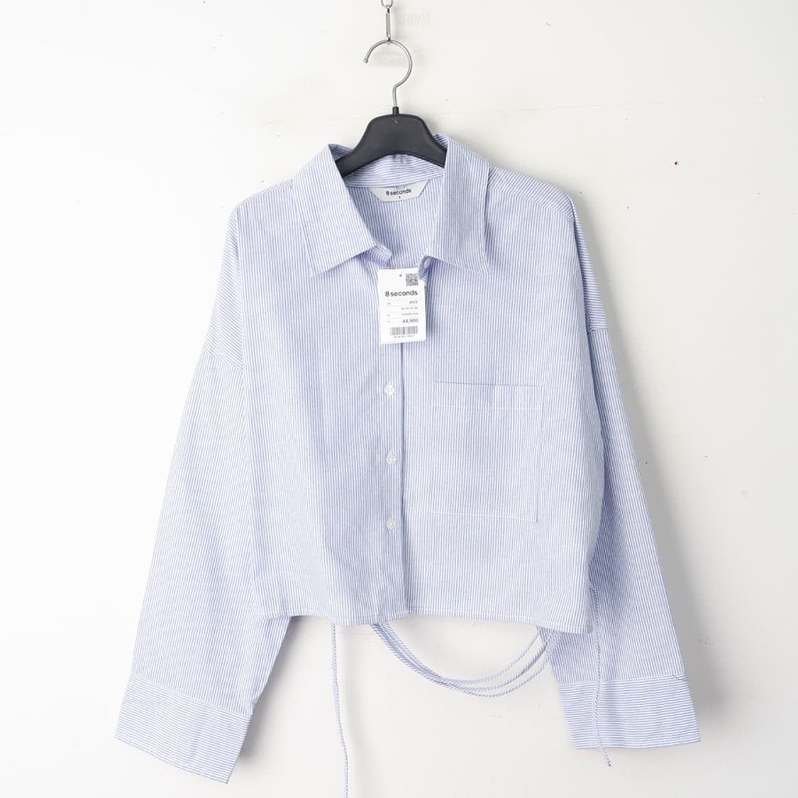 55/에잇세컨즈 스트라이프 백 리본 크롭셔츠 상품이미지1