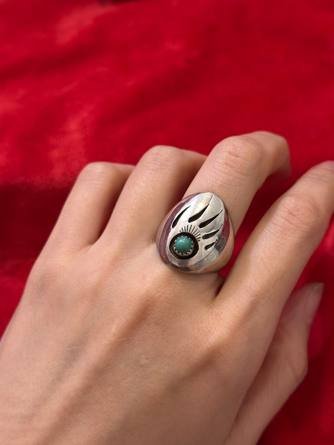 Vintage 925 Silver Bear Claw Turquoise R 상품이미지5