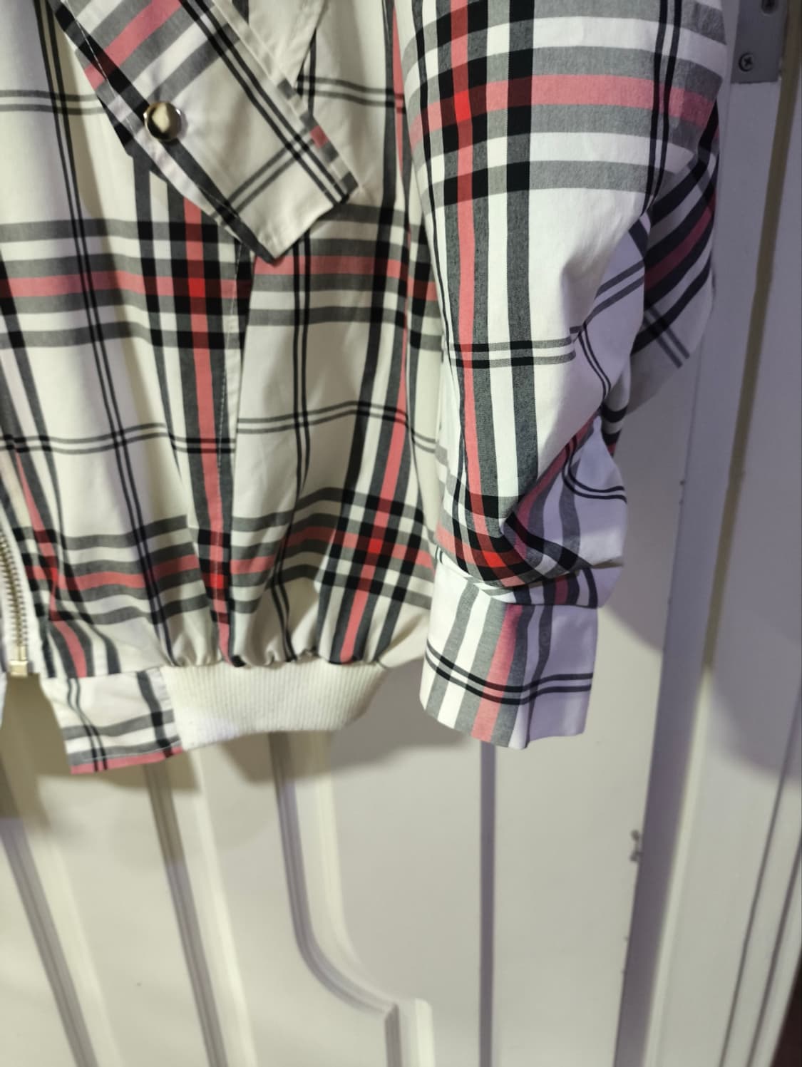 빅사이즈 바운스 깅엄체크 봄버 블루종 자켓 상품이미지4