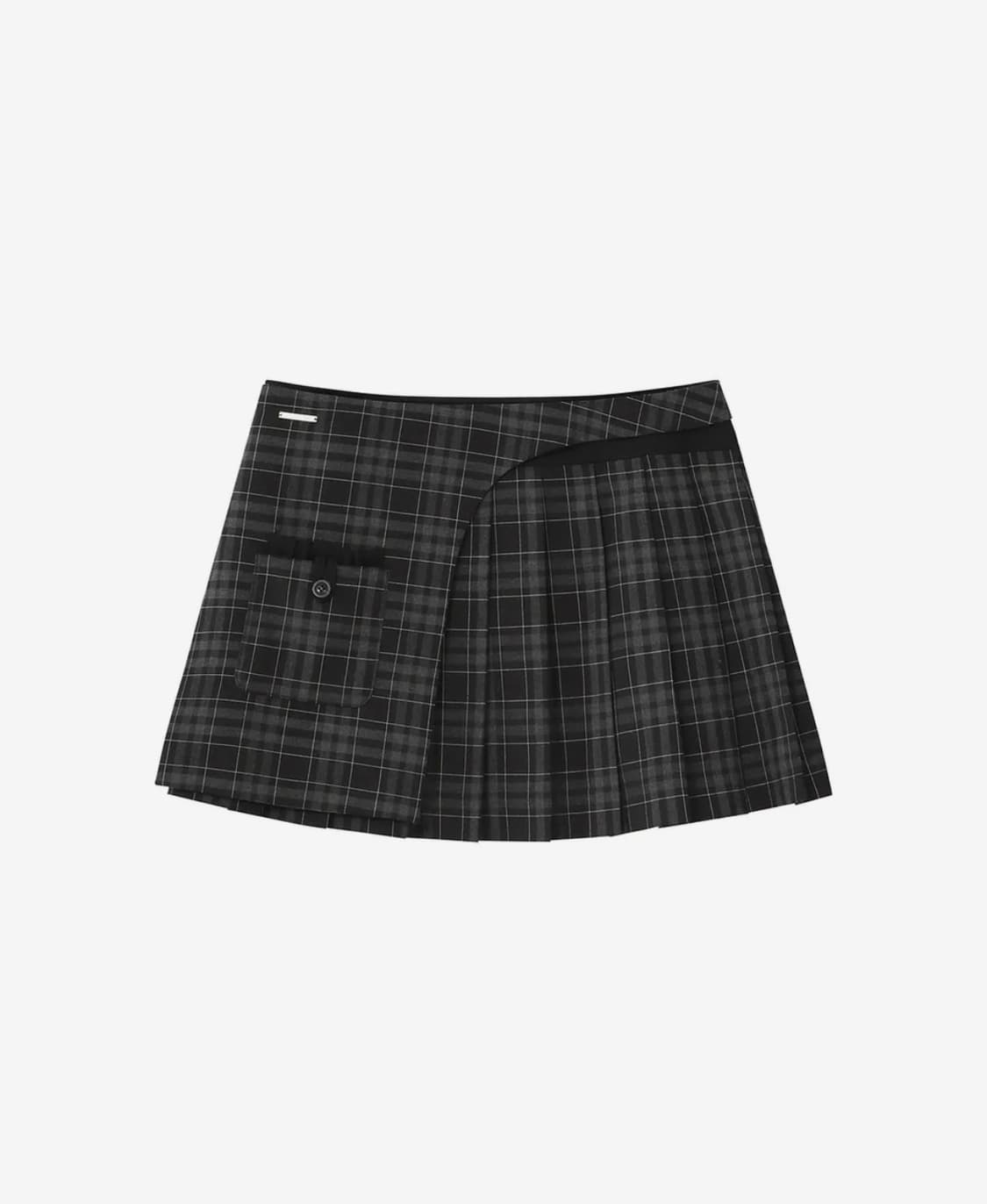 Pocket layered check skirt BLACK 상품이미지1