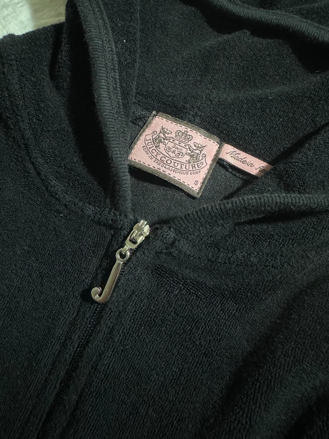 쥬시꾸뛰르 벨벳 큐빅 딱붙핏 후드집업 후집 상품이미지4