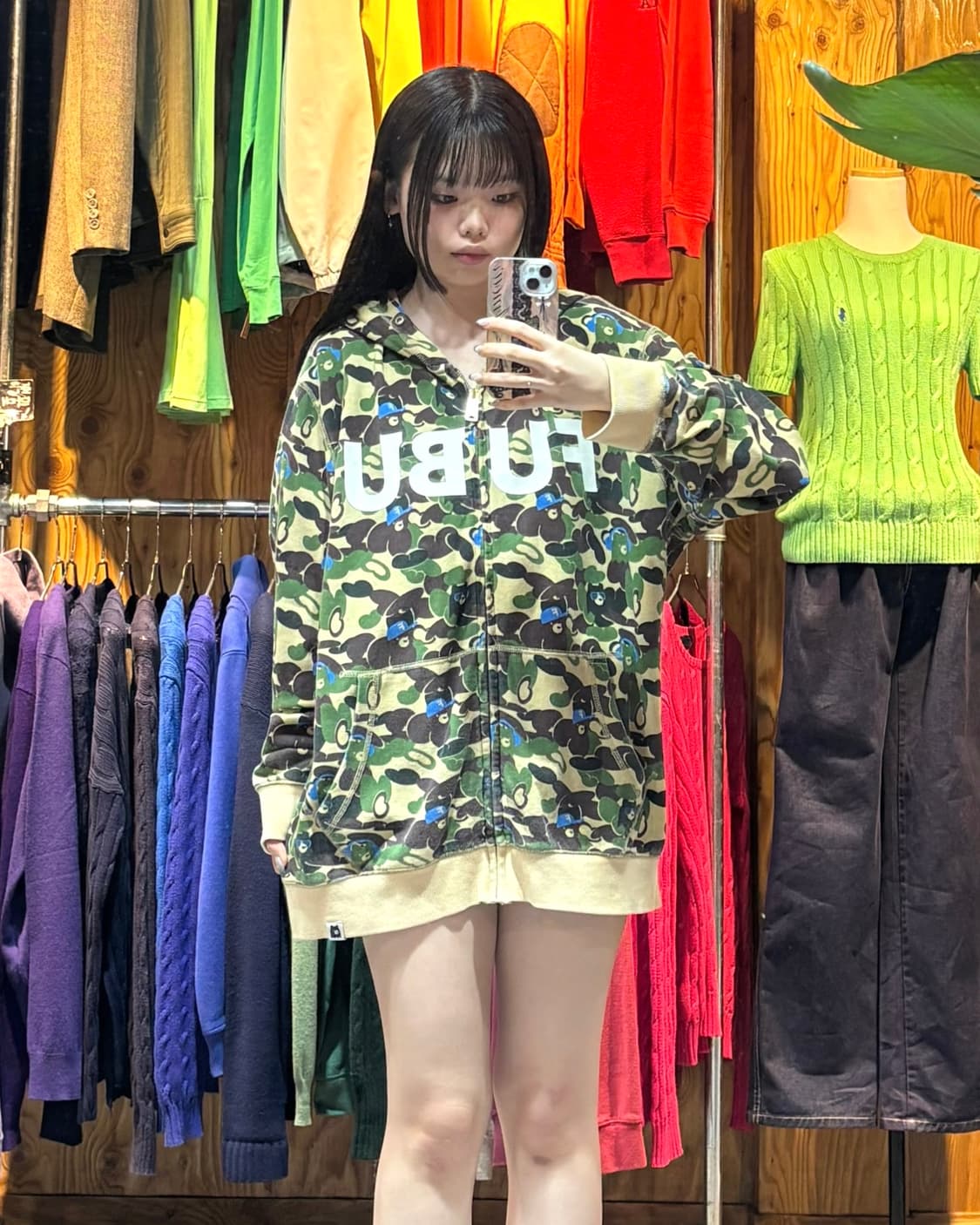 XXL 푸부 BAPE 오마주 카모 빅로고 후드집업  상품이미지1