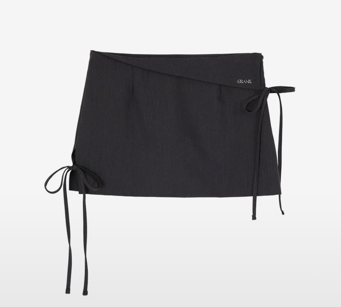 크랭크 리본 슬릿 스커트 팬츠 차콜 상품이미지4