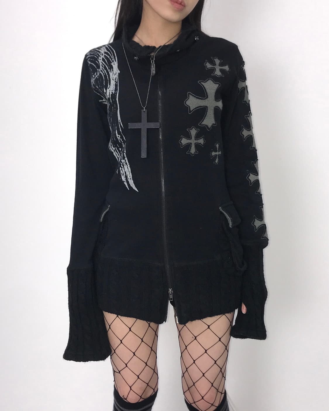 Durer Angel Wing Gothic Cross zip up 상품이미지1