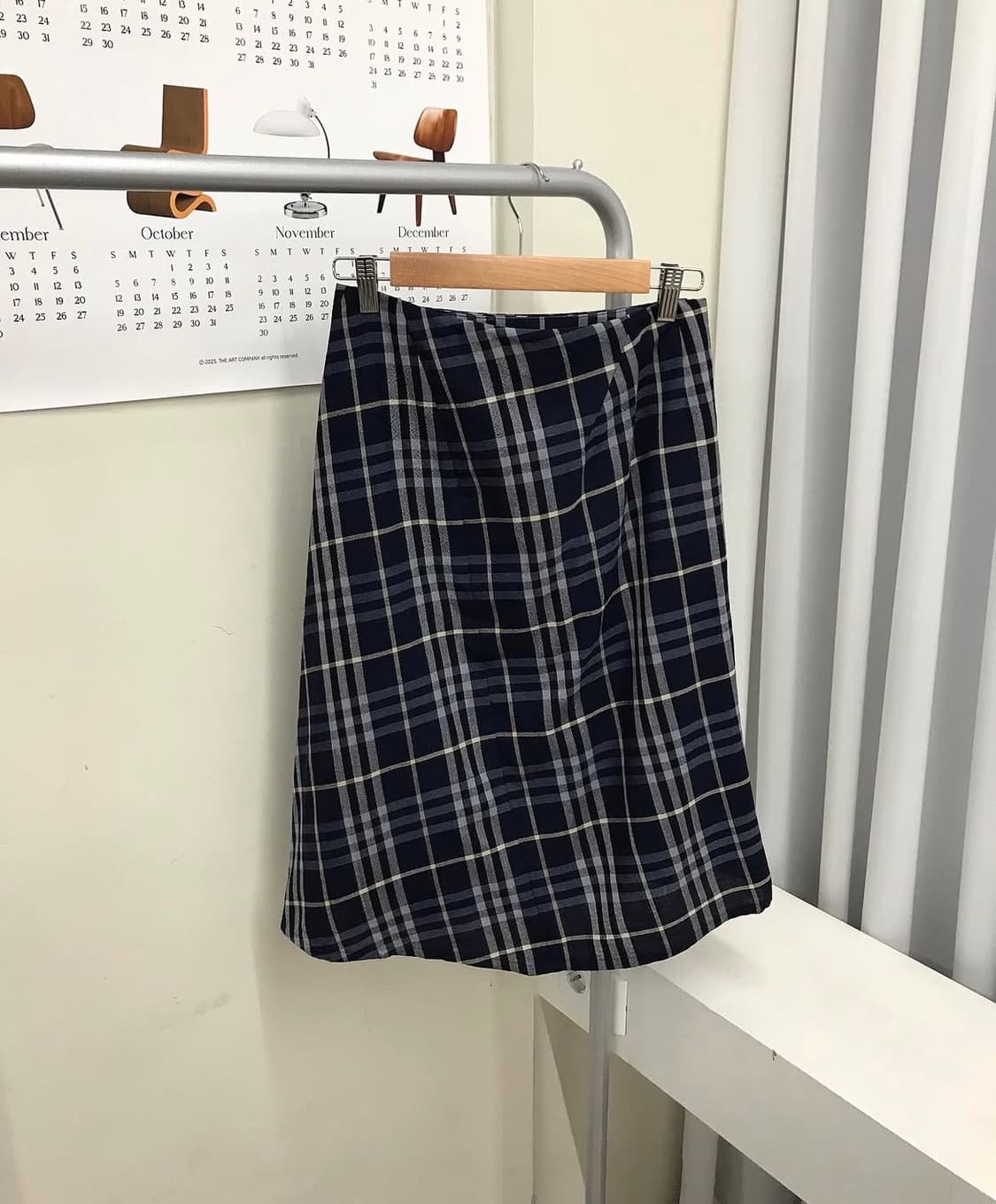 버버리 울 체크 랩 스커트 치마 상품이미지8