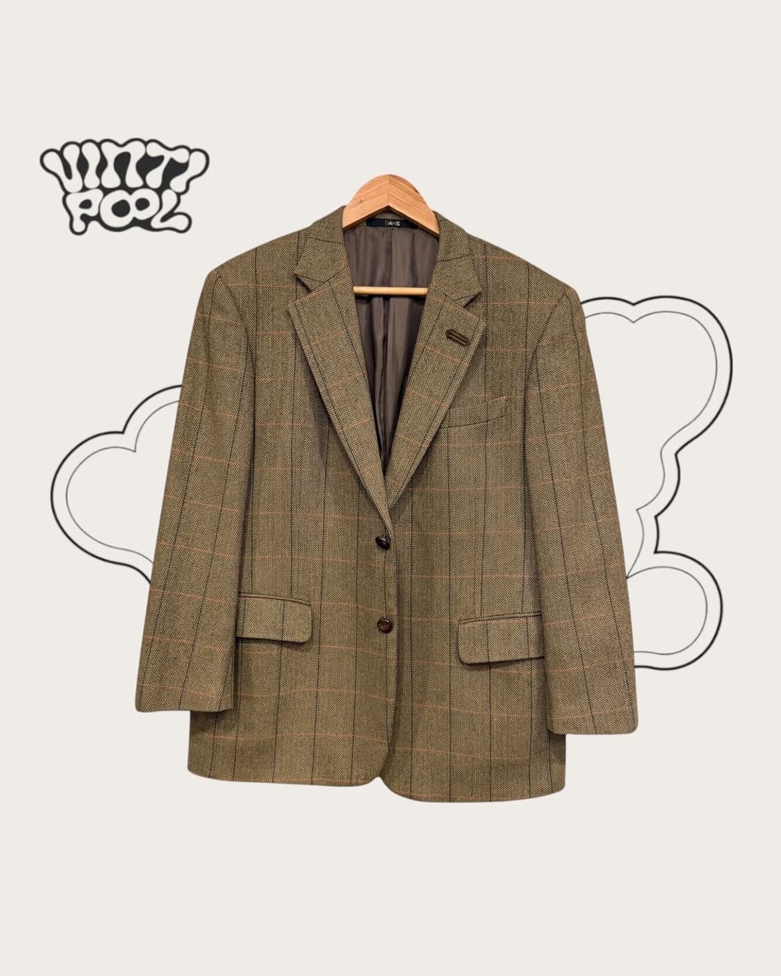 닥스 울캐시미어 블렌드 헤링본 체크 자켓 100 카키브라운 상품이미지1