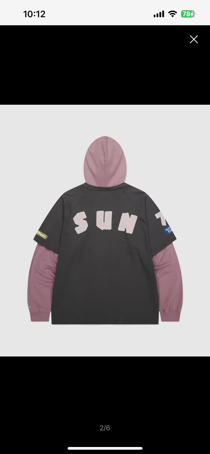 썬러브 팀 레이어드 후드티 차콜 상품이미지2