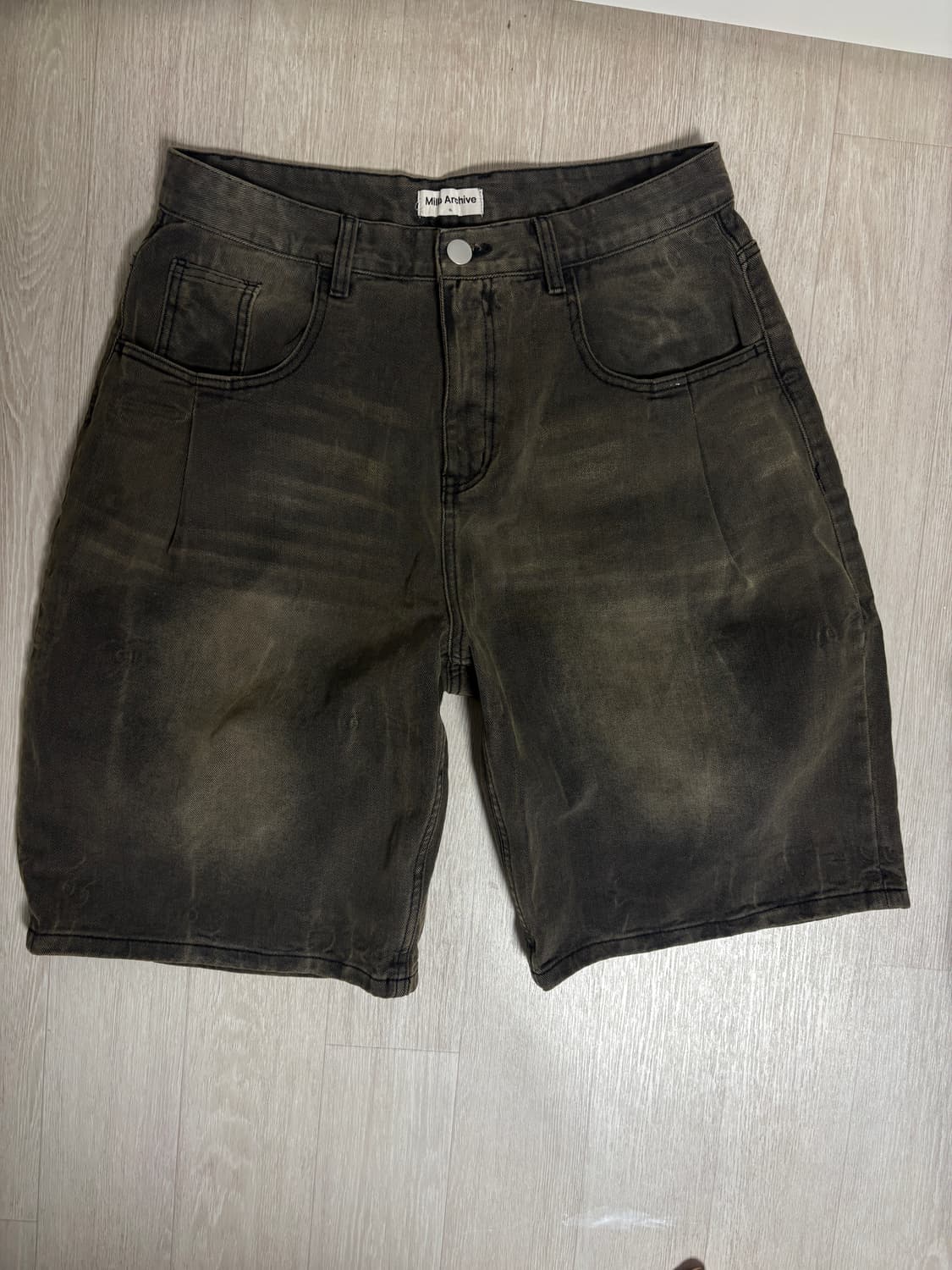 딥브라운 버뮤다워싱 데님팬츠 상품이미지1