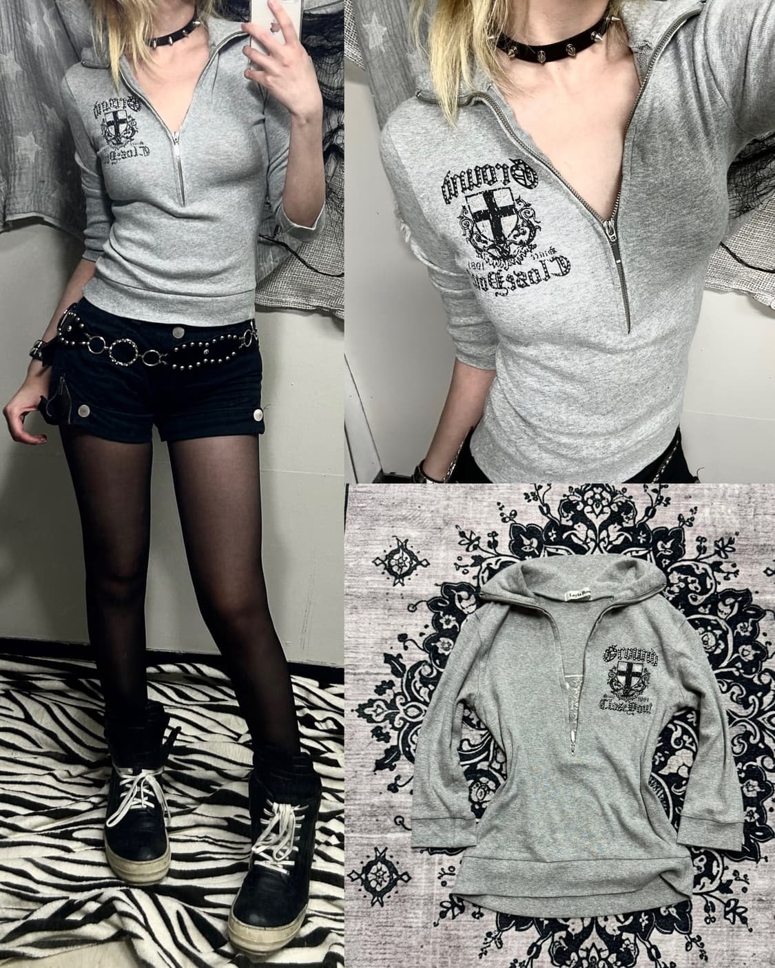 y2k cubic half zip-up sleeve 상품이미지1