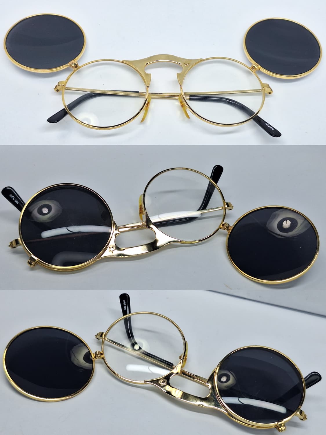 골드 플립 더블 렌즈 선글라스 안경/레옹 일본 수입 빈티지 클래식 레트로 상품이미지7
