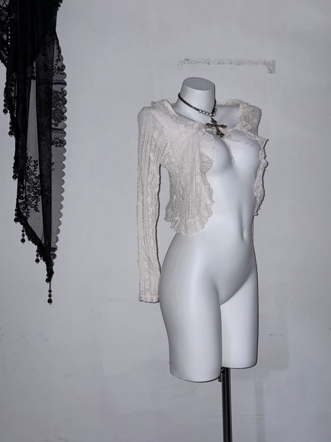 Rare) 페어리그런지 카키 오리엔탈 문양 레이스 나시  상품이미지4