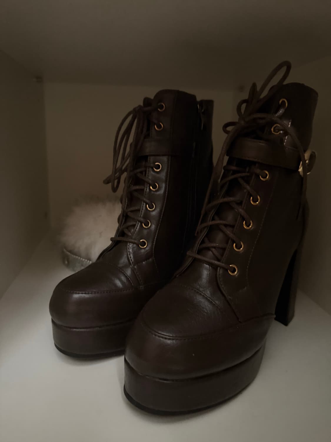 [새상품] 브라운 통굽 가보시 워커 부츠 상품이미지2