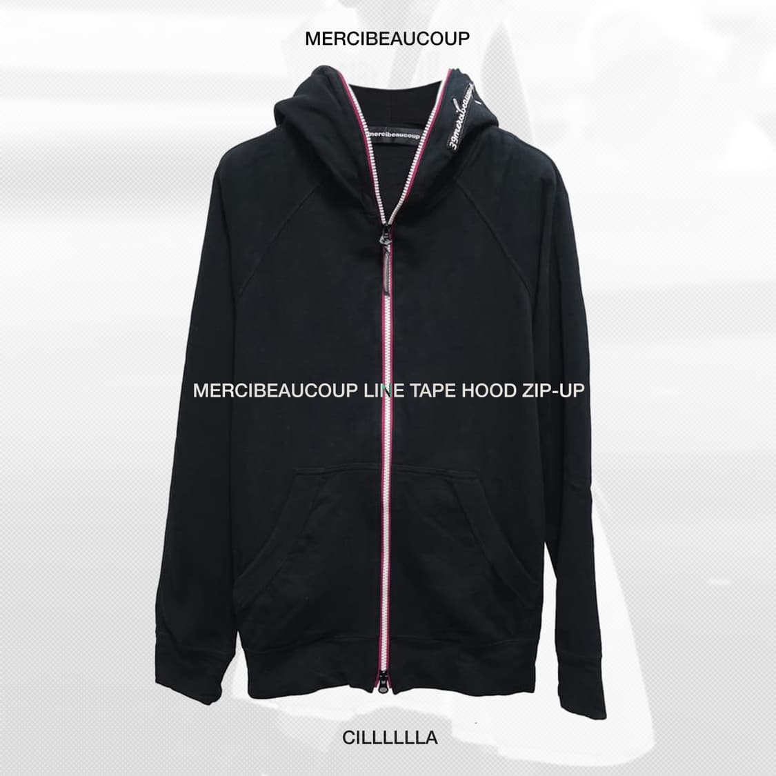 mercibeaucoup 메르시보꾸 라인테이프후드 집업 상품이미지1