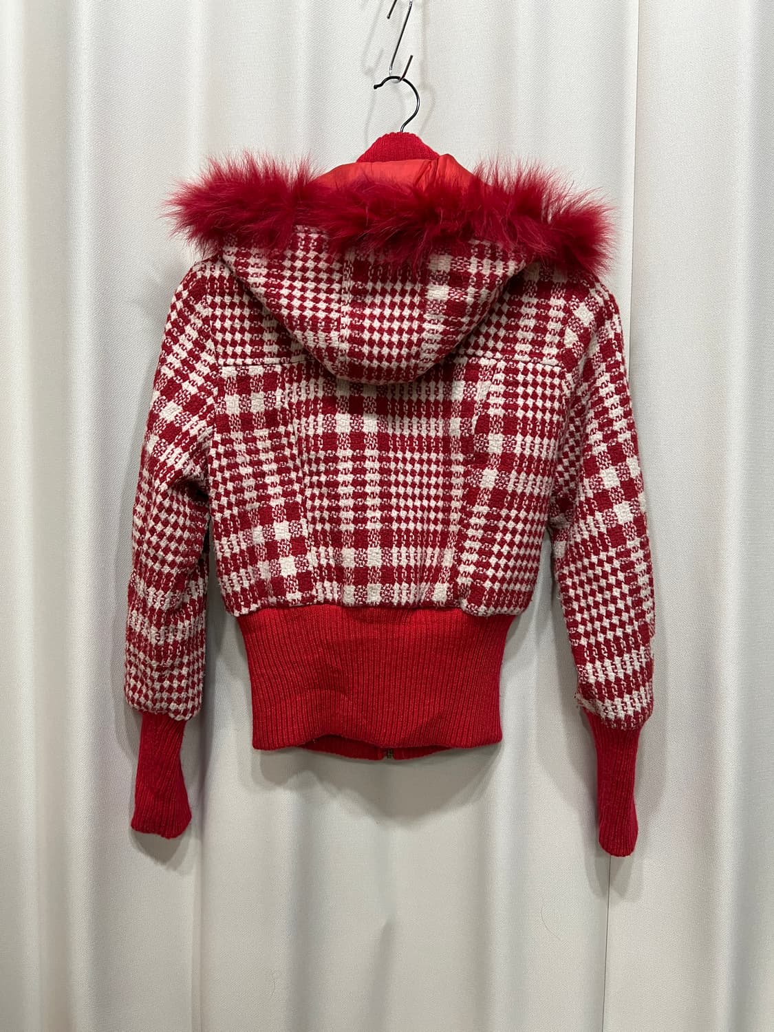 빈티지 떡볶이단추 체크 모직 블루종 자켓 상품이미지6