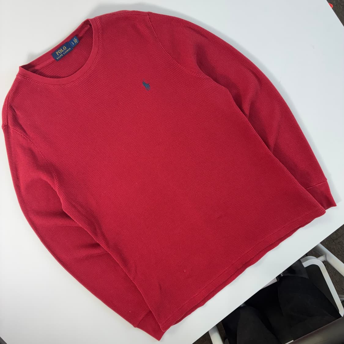 Polo  폴로 랄프로렌 자수 코튼 핑크 와플 니트 티셔츠 상품이미지2