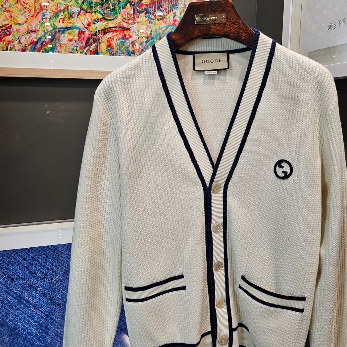 구찌(Gucci) 리브드 코튼 울 블렌드 가디건 상품이미지3