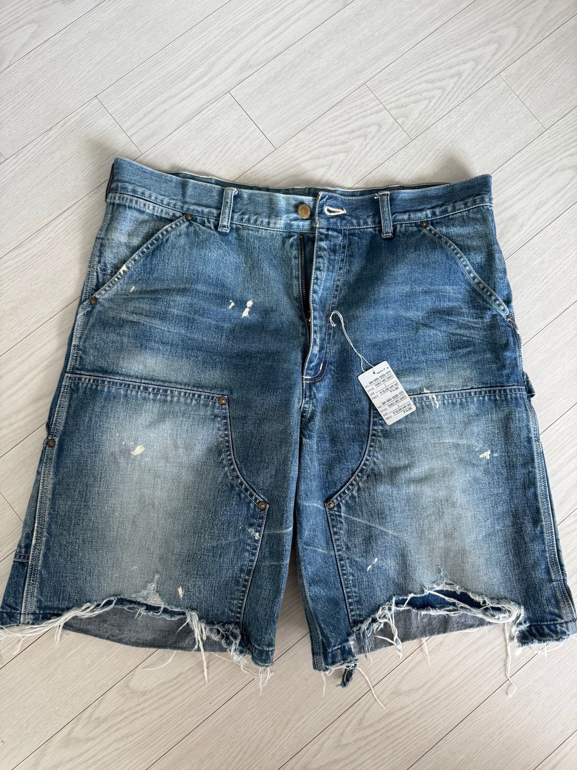 세인트미카엘 더블니 데님 쇼츠 L 상품이미지1
