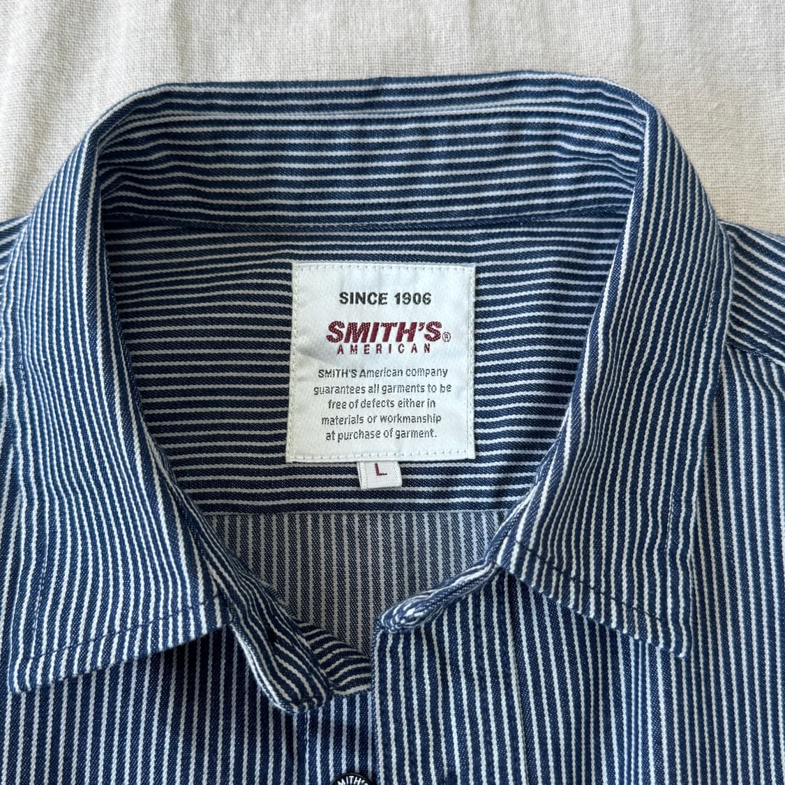 스미스아메리칸 재팬 네이비 스트라이프 셔츠 L 상품이미지4