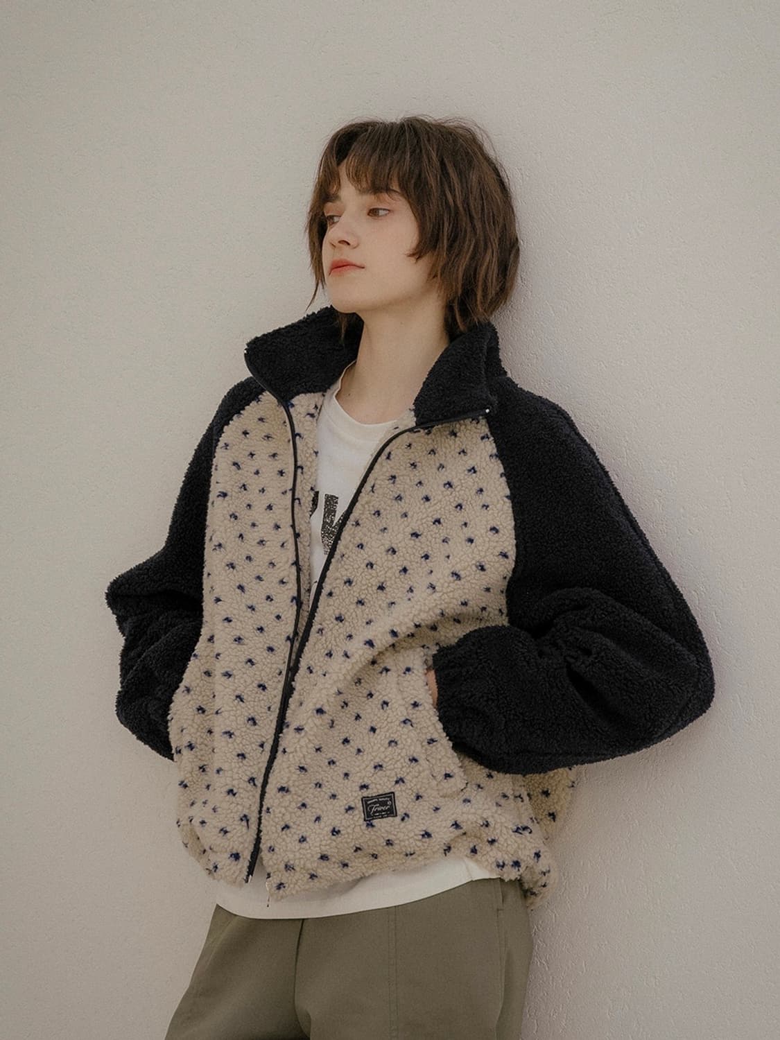 프리버07 후리스 하트 도트 플리스 자켓 새상품 상품이미지3