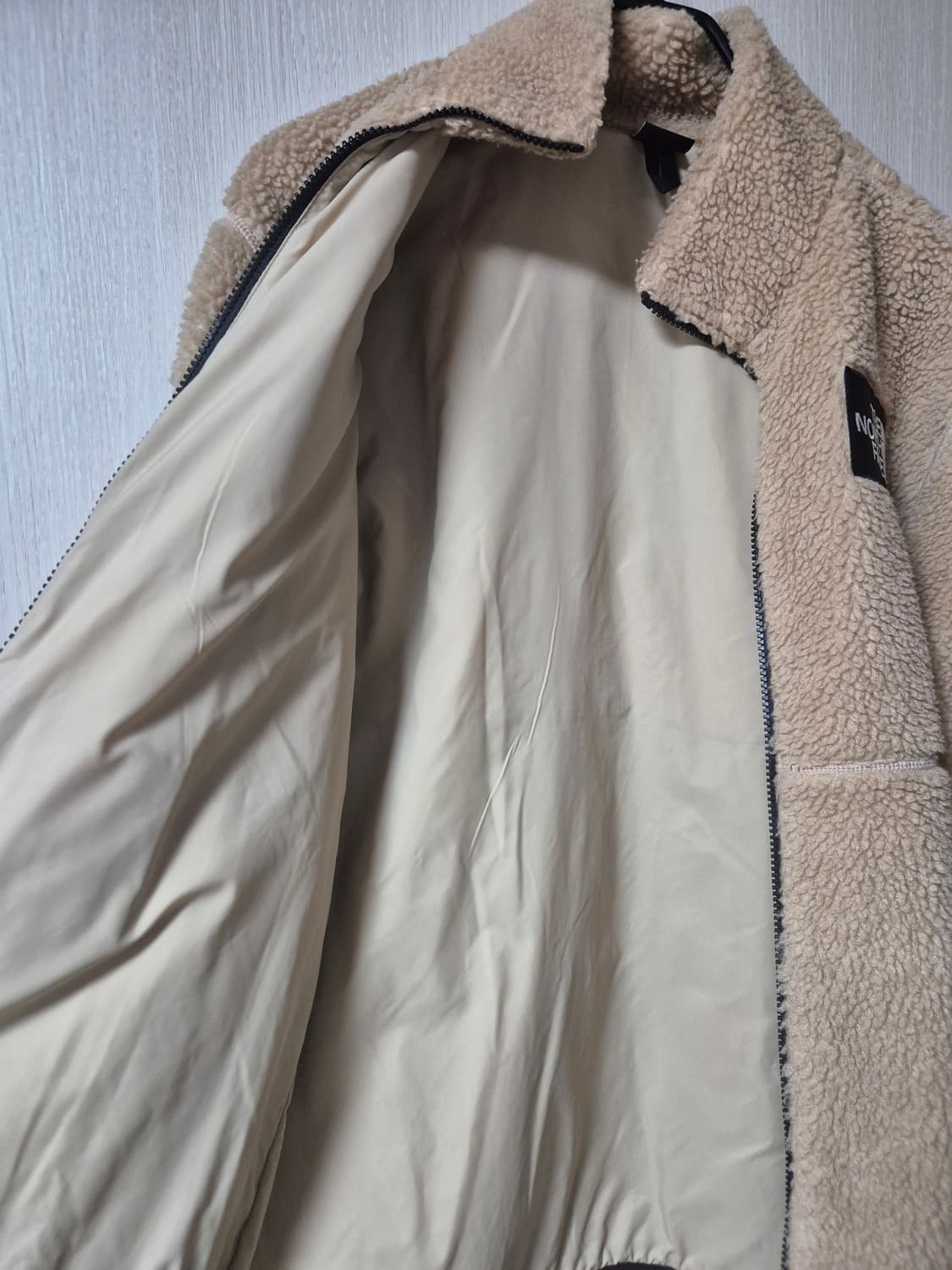 노스페이스 베이지컬러 쉐르파 플리스 집업S 여성 상품이미지5