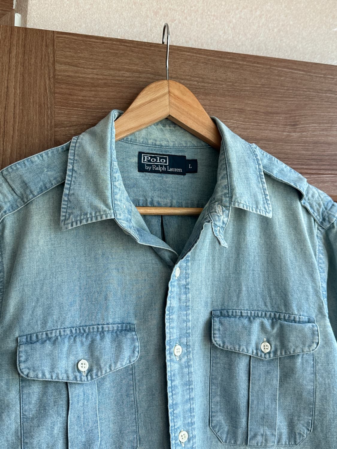 폴로 랄프로렌 투포켓 샴브레이 셔츠 L (95-100) 상품이미지4