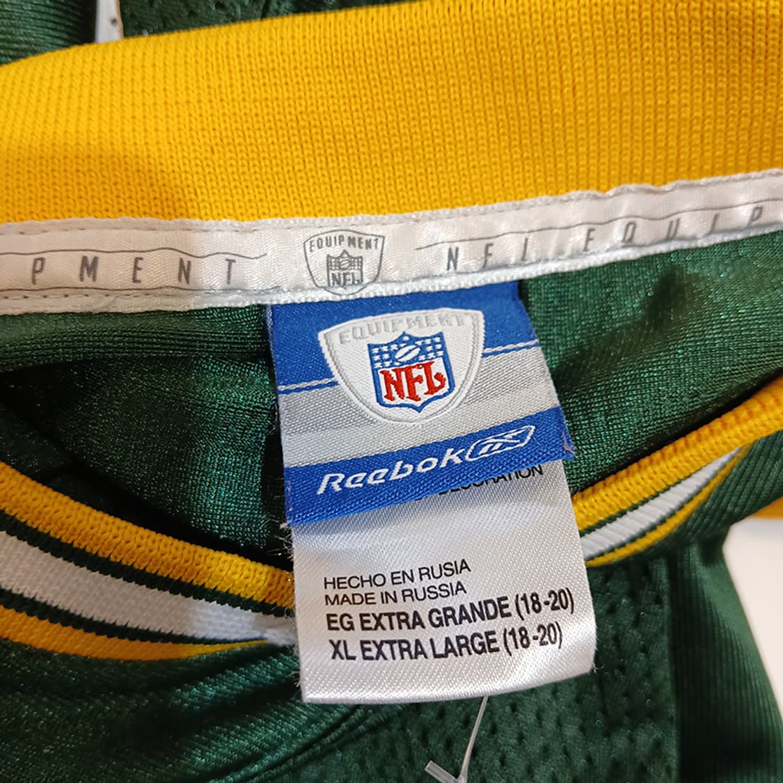리복 NFL 딥그린 옐로 하키 유니폼 상의 XL 상품이미지3