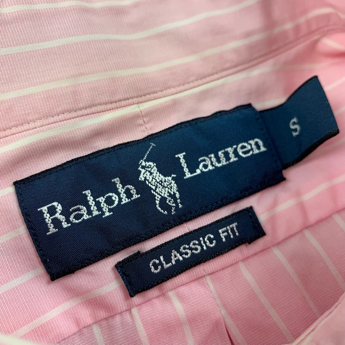 폴로 랄프로렌 포니로고 클래식핏 핑크 스트라이프 하프셔츠 상품이미지4
