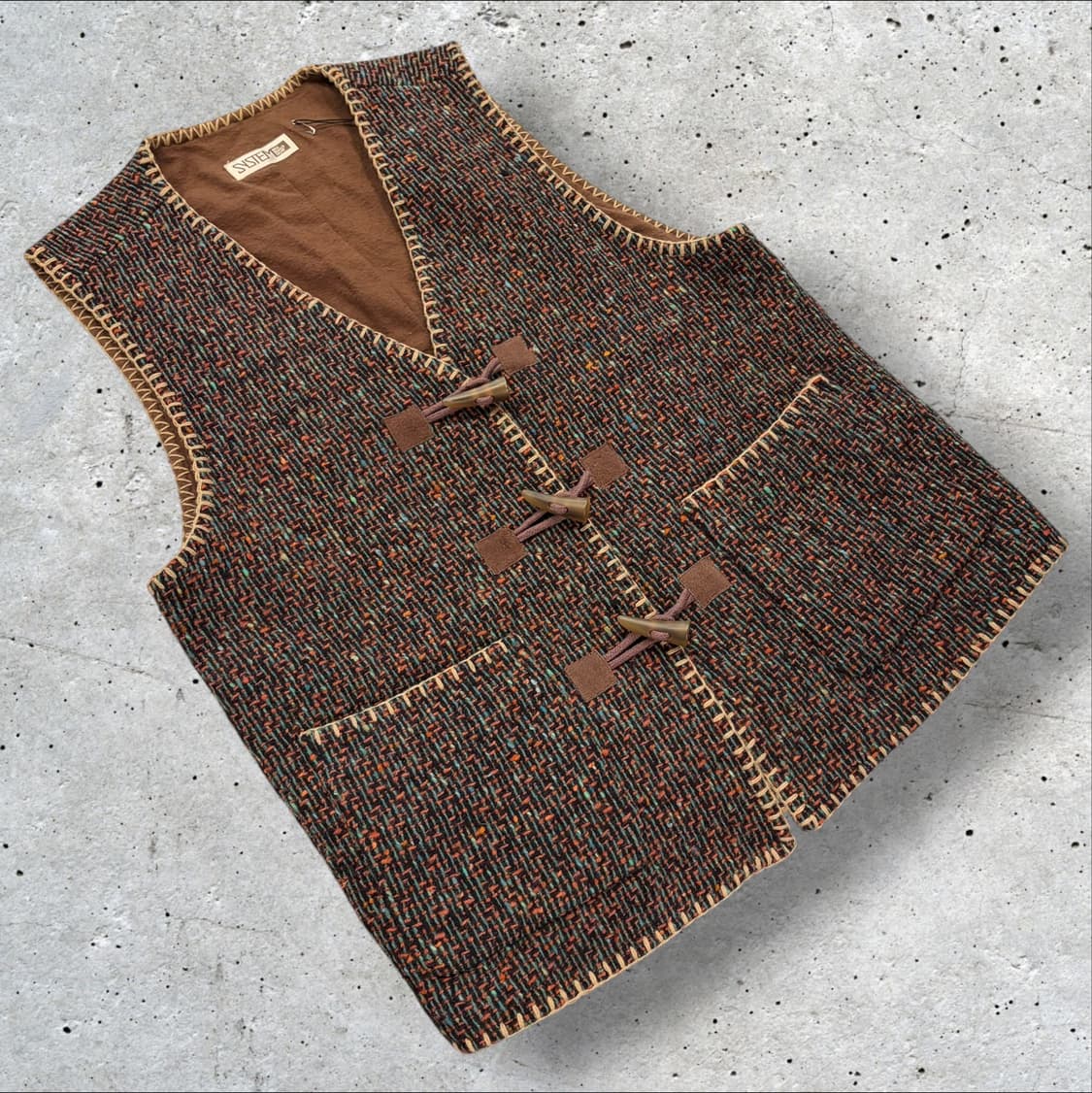 93s 시스템 빈티지 SYSTEM 트위드 체크 누빔 조끼 베스트 D870 상품이미지1