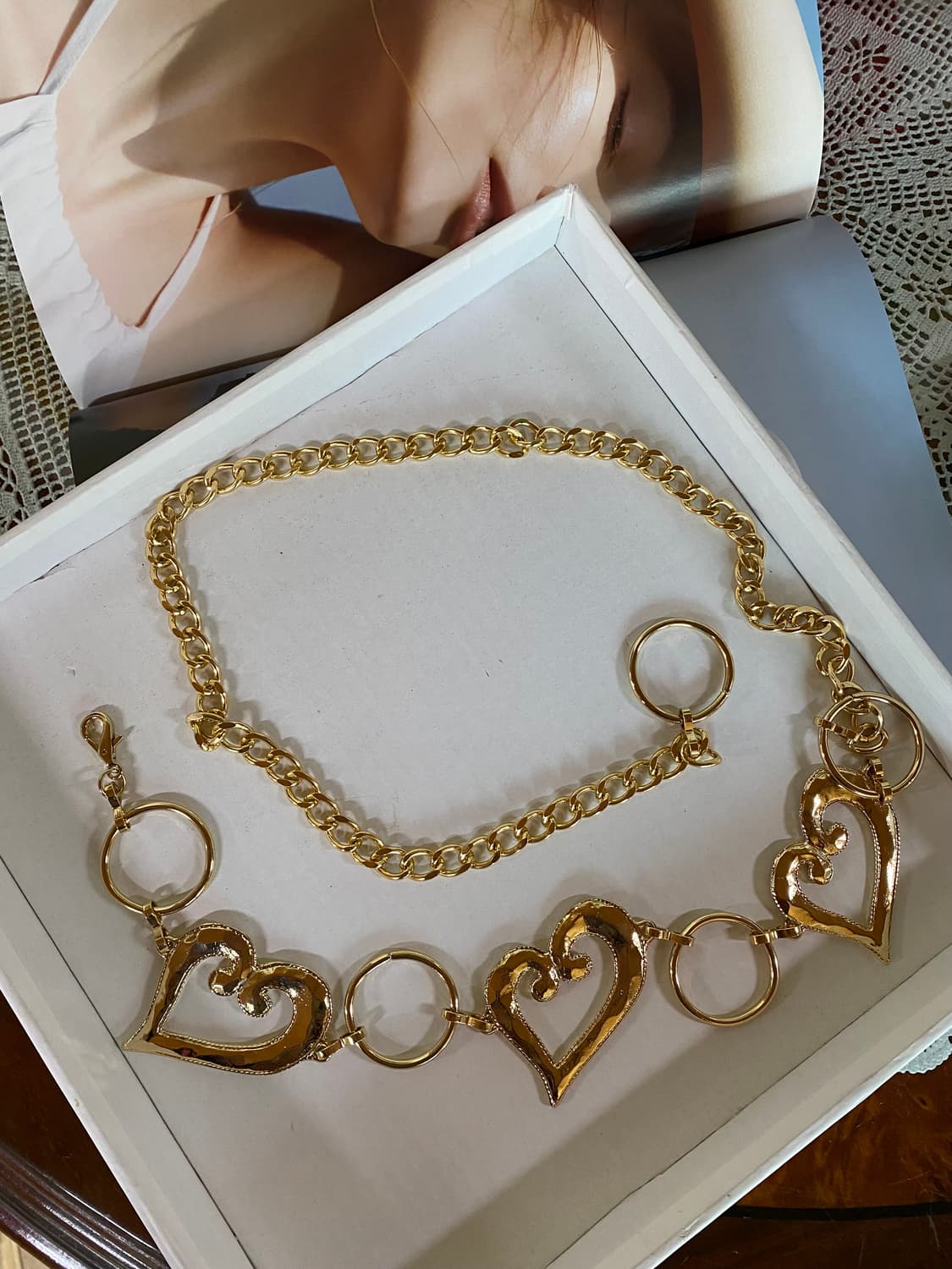 Y2k 골드하트 체인 벨트 빈티지 상품이미지5