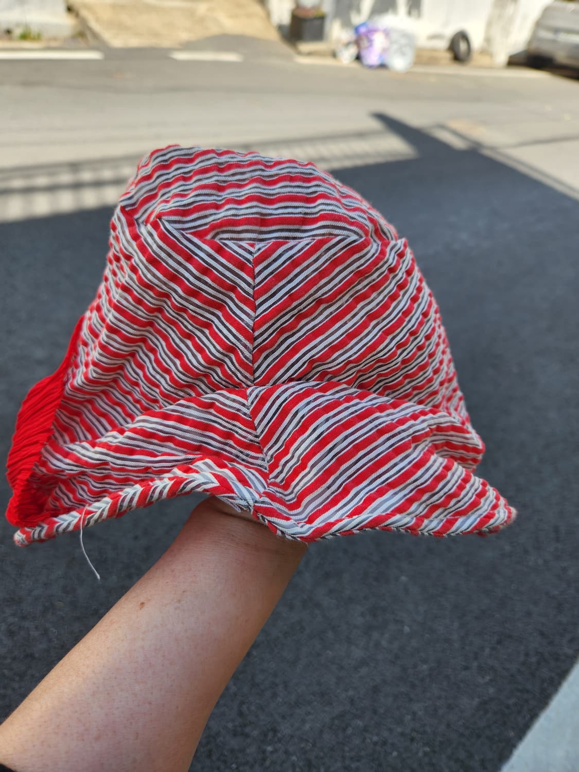 시원한 줄무늬 주름 벙거지 모자 상품이미지4