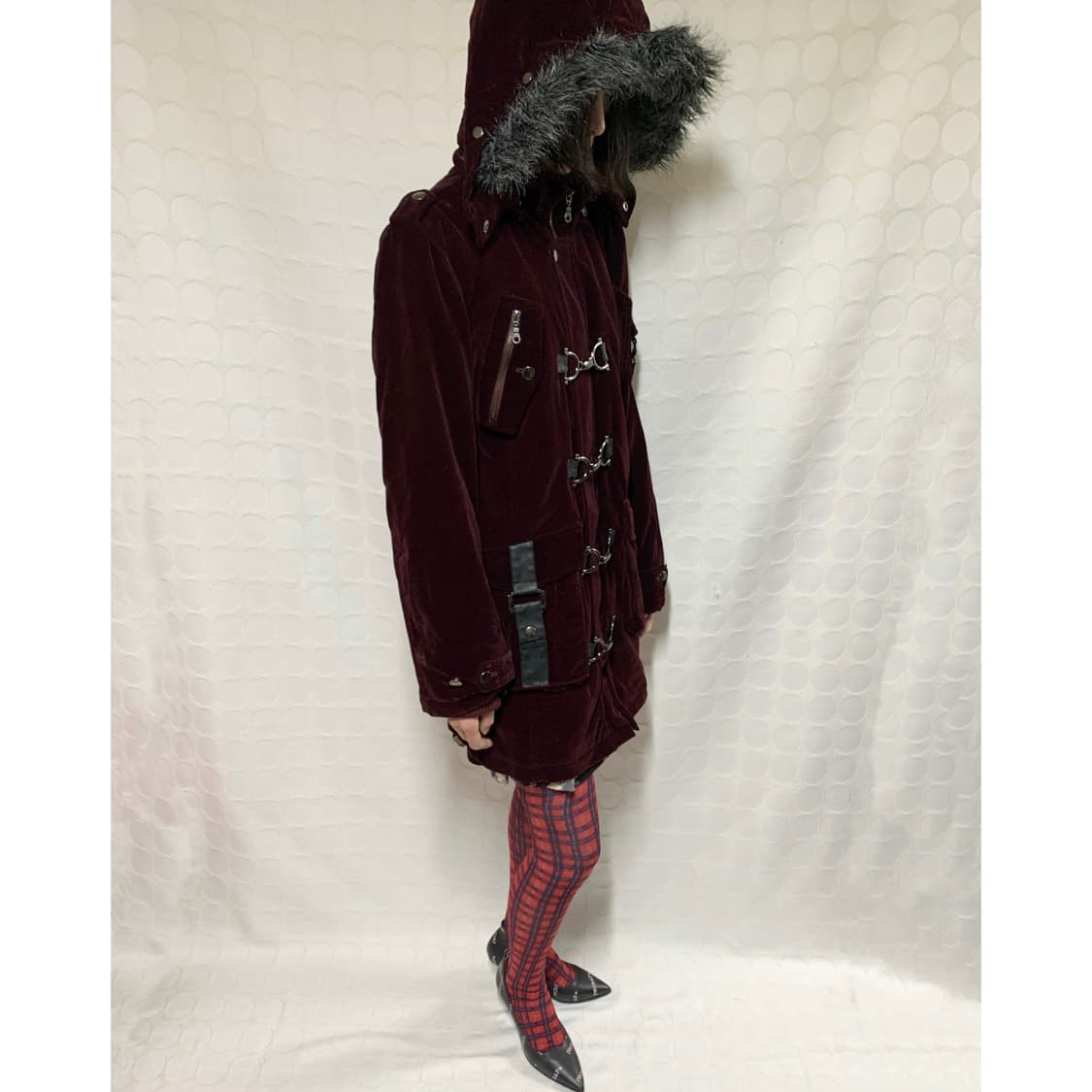 Authentic펑크 벨벳 후드 코트 상품이미지2