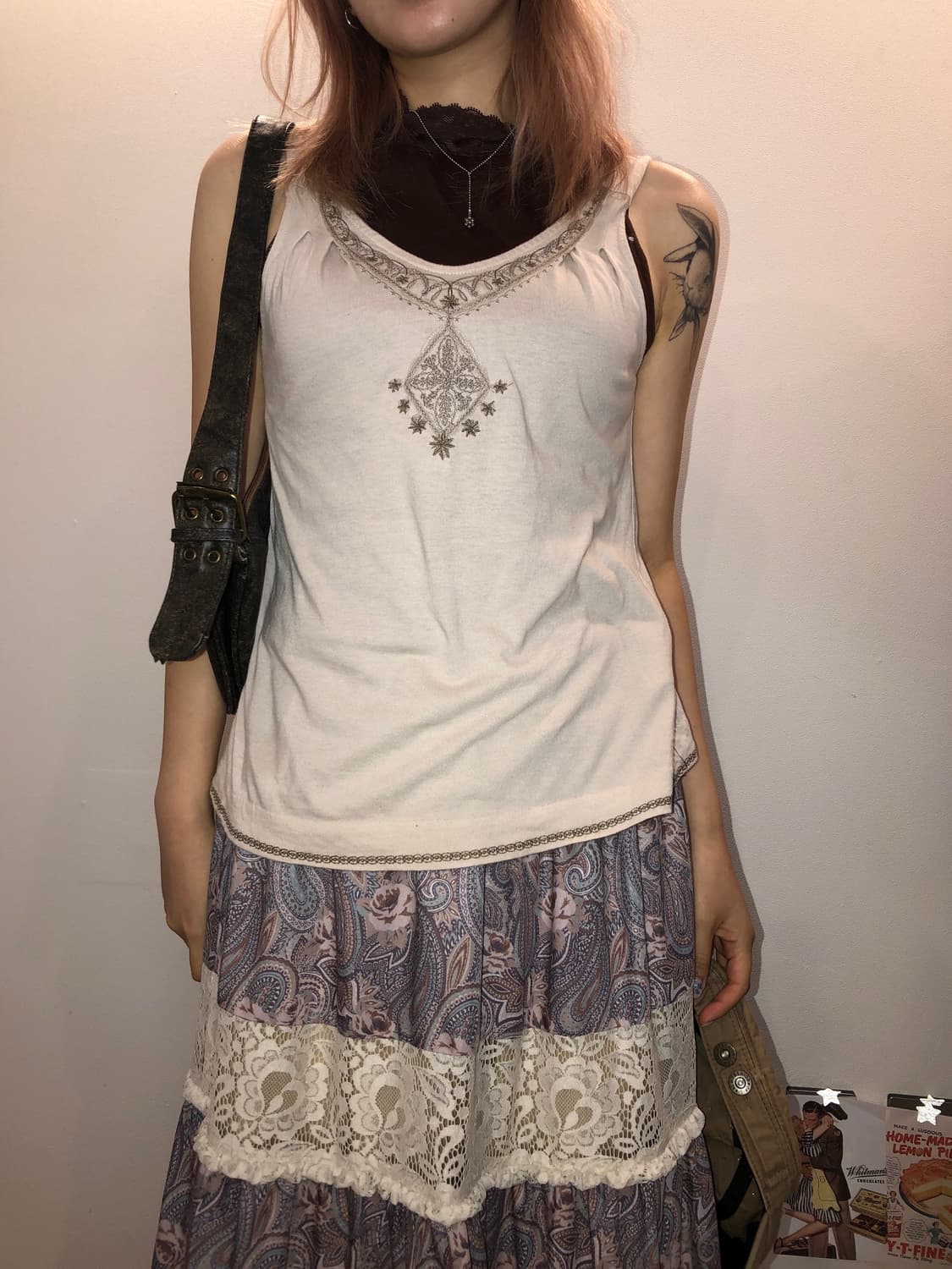 jpn vintage 보헤미안 베이지 슬리브리스 상품이미지1