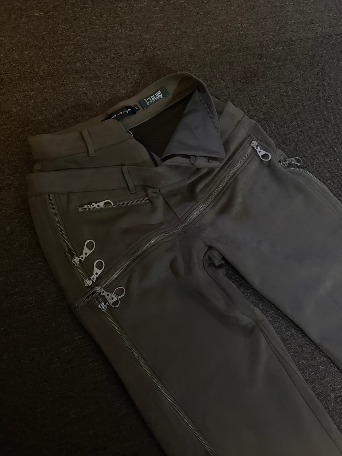 BLIND NO PLAN 스웨이드 지퍼 팬츠 (부츠컷 가능) M 상품이미지2