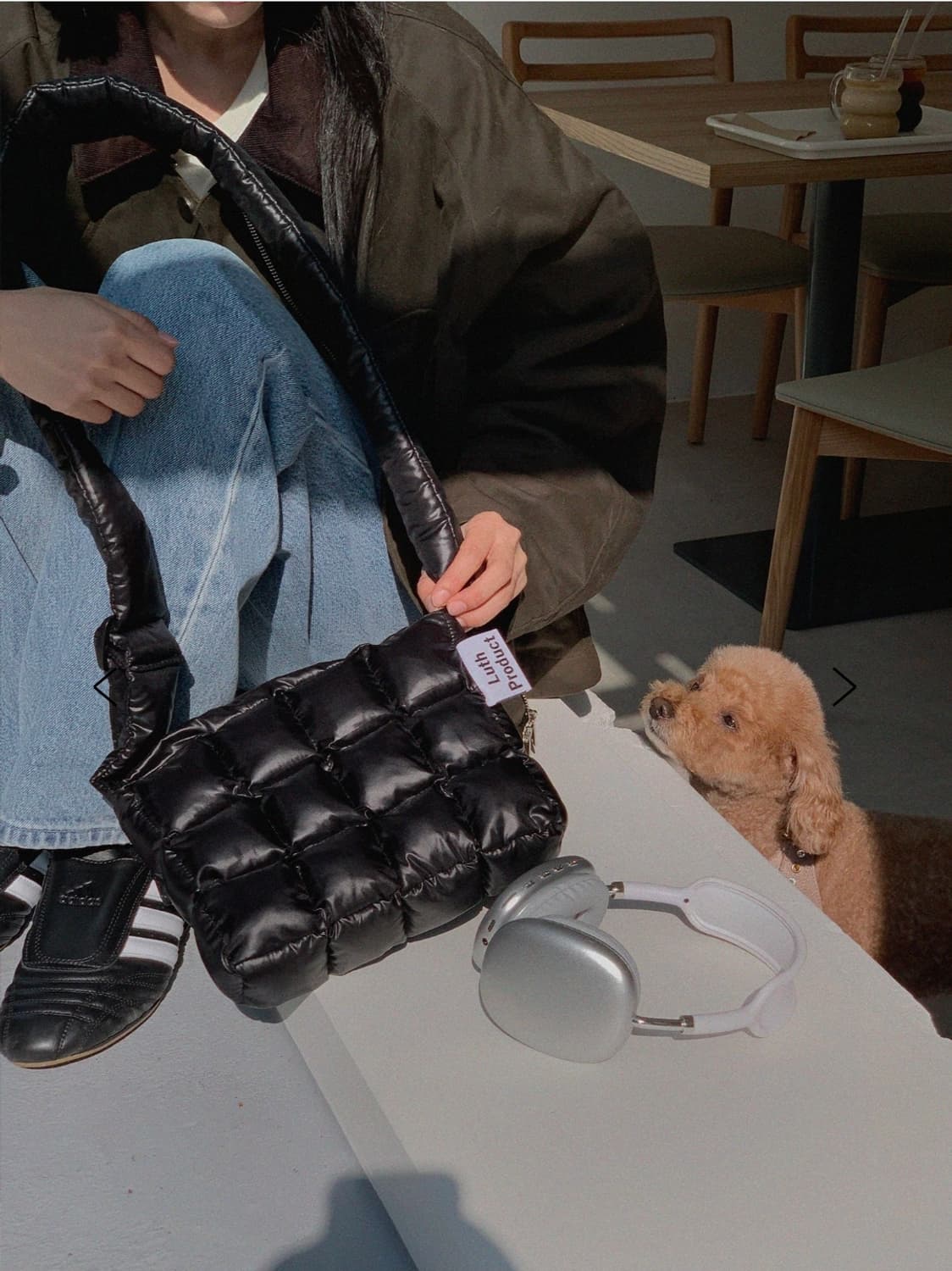 루스프로덕트 초콜릿 패딩 백 M (유광/블랙) 상품이미지1