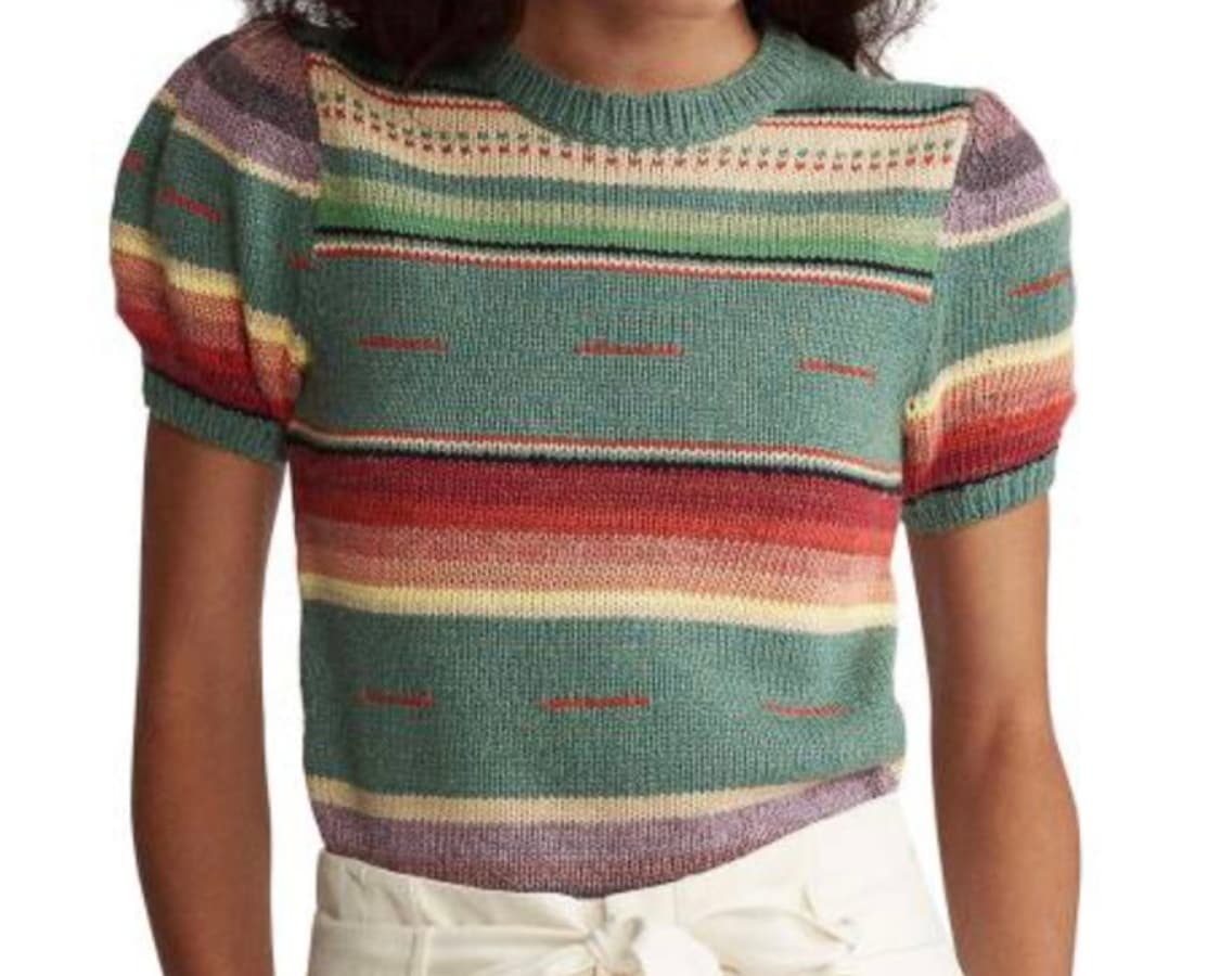 폴로 랄프로렌 스트라이프 퍼프 소매 니트 실크 블렌더 스웨터 아이린 착용 상품이미지5