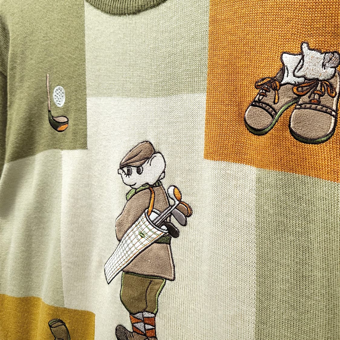 [105] 발렌시아가 골프 브라운 테디 빈티지 자수 니트 상품이미지5