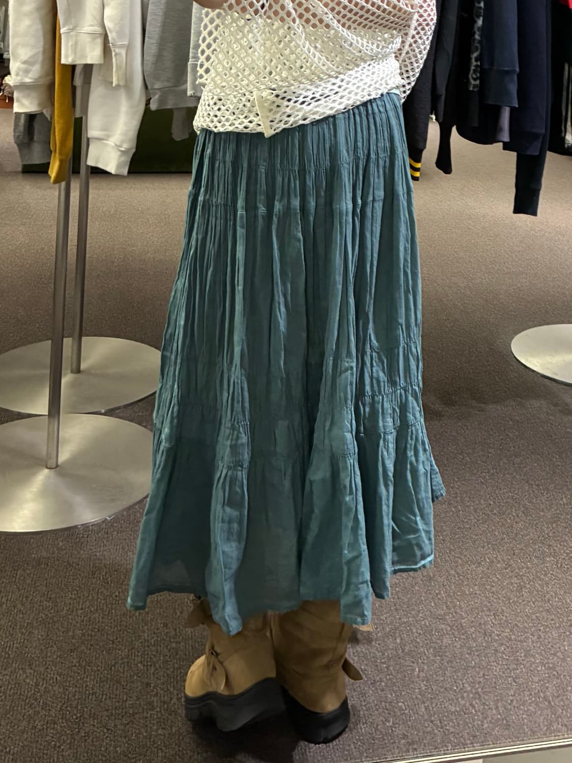 M)Japanese vintage 여성 플리츠 롱스커트 상품이미지2