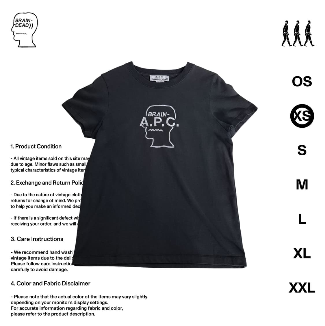 브레인데드 X A.P.C. 반팔 티셔츠 XS사이즈 상품이미지1