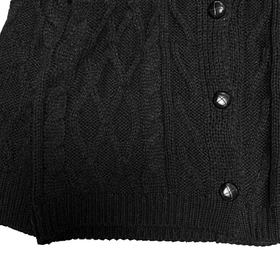 Vintage Cable Button Knit Cardigan_Black 상품이미지4
