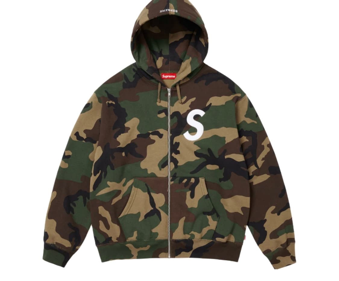 슈프림 S 로고 집업 후드 스웨트셔츠 우드랜드 카모 - 25FW 상품이미지1