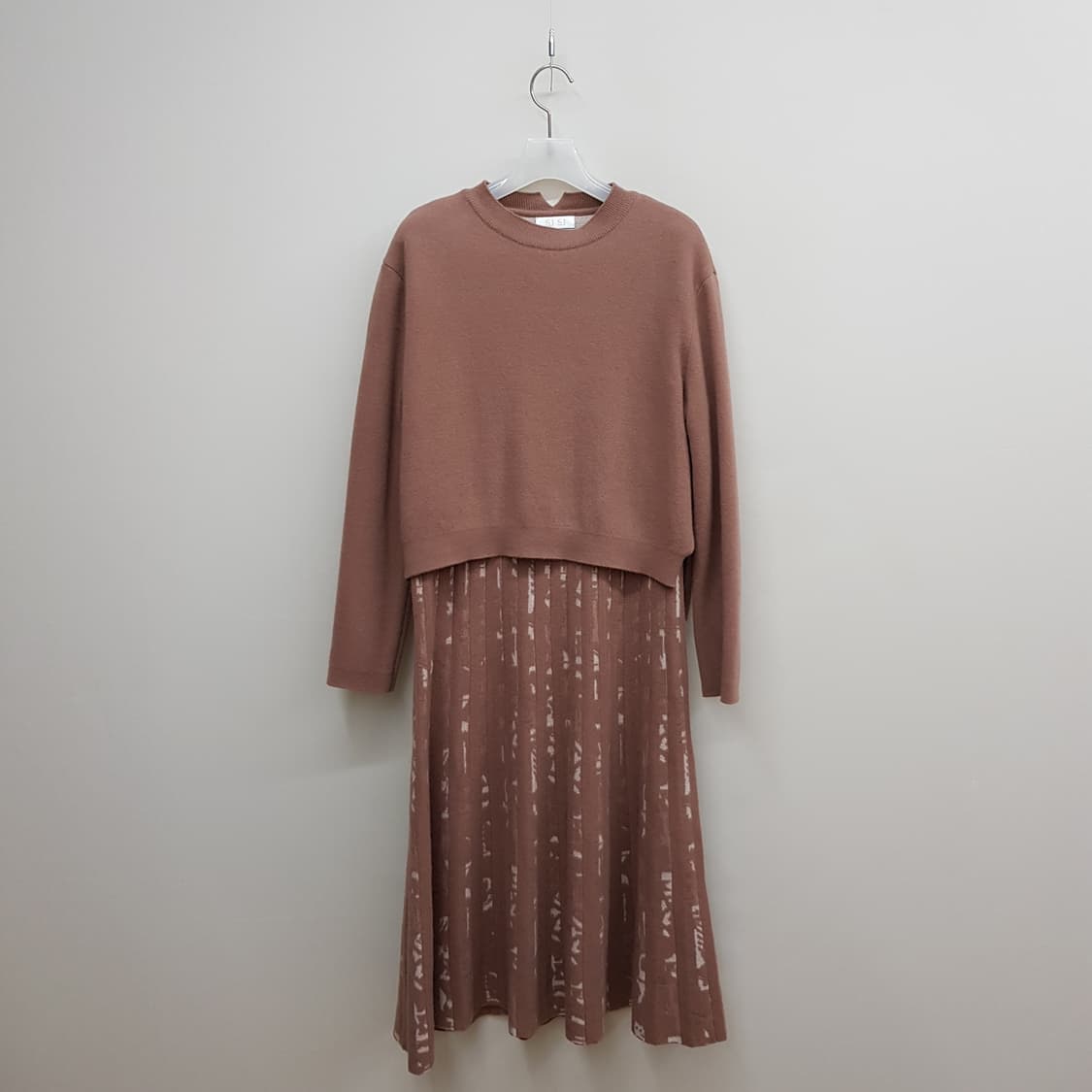 한섬 SJSJ 2021 레이어드 니트 플리츠 원피스 세트 F사이즈 상품이미지2