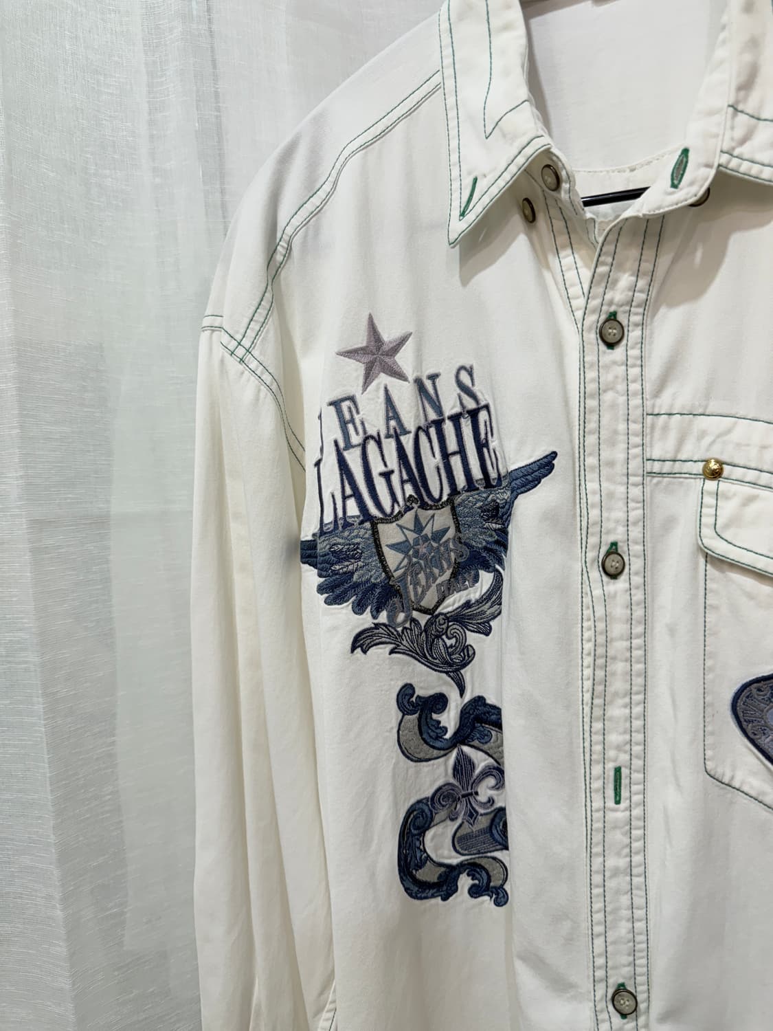 일본빈티지 와펜 스티치 화이트셔츠 흰색셔츠 오버핏셔츠 2740 상품이미지3